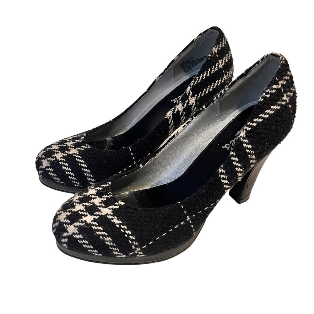 Candies Jesina Plaid Black Pump Heels Shoes Size 8M